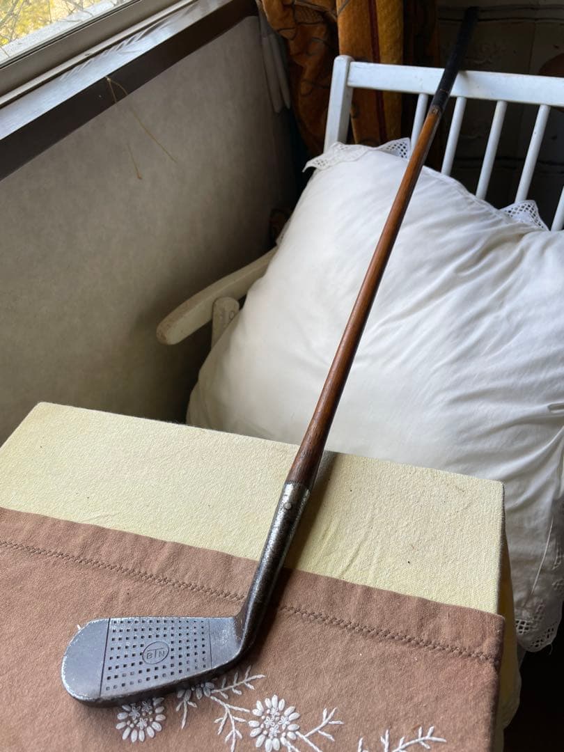 アンティーク　木製　ゴルフ　クラブ　ヒッコリー　アイアン　E　100年　アメリカ