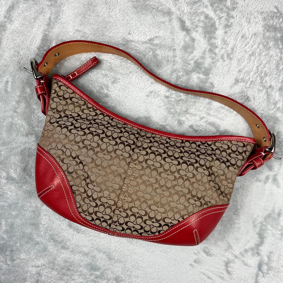 バッグ Coach Hobo Hand Bag Red Signature