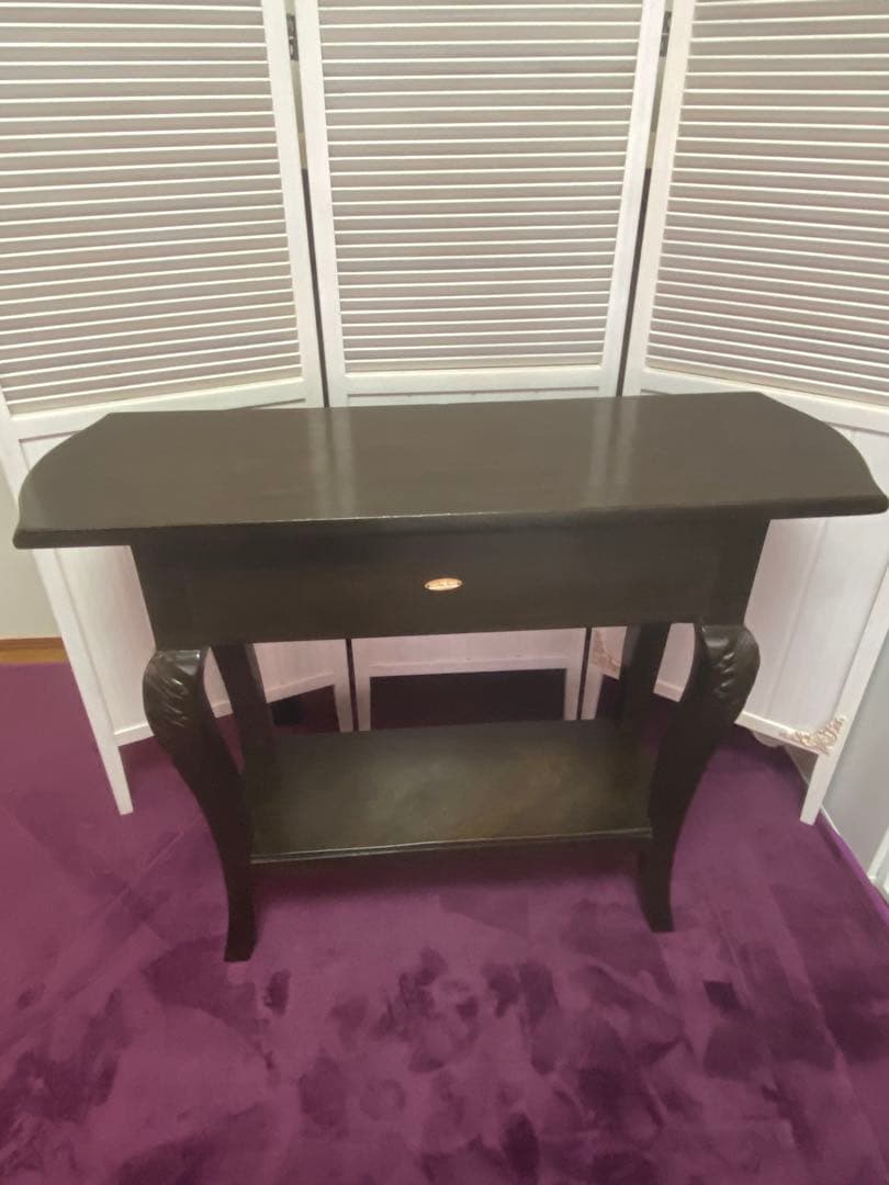 透かし彫♦️彫刻 猫脚 コンソールテーブル♦️コロニアル アンティーク♦️ブラウン