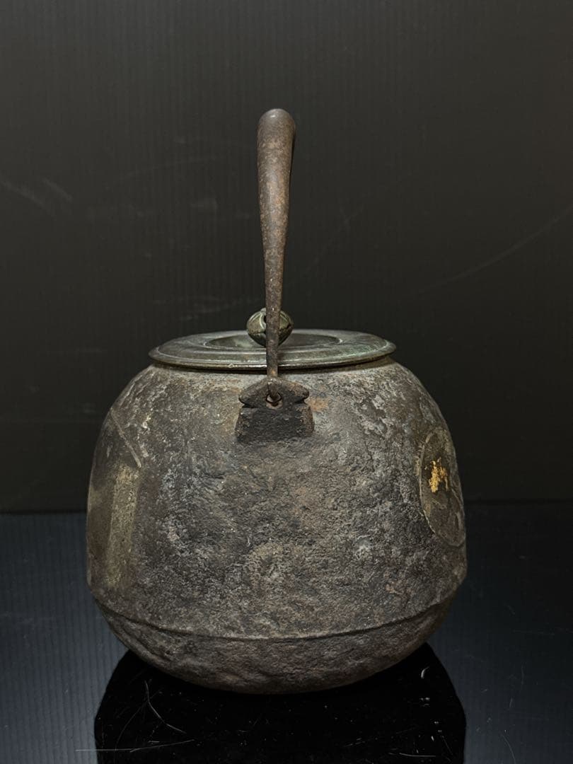 龍文堂 造 金銀象嵌 富士華鳥図 鉄瓶 茶道具