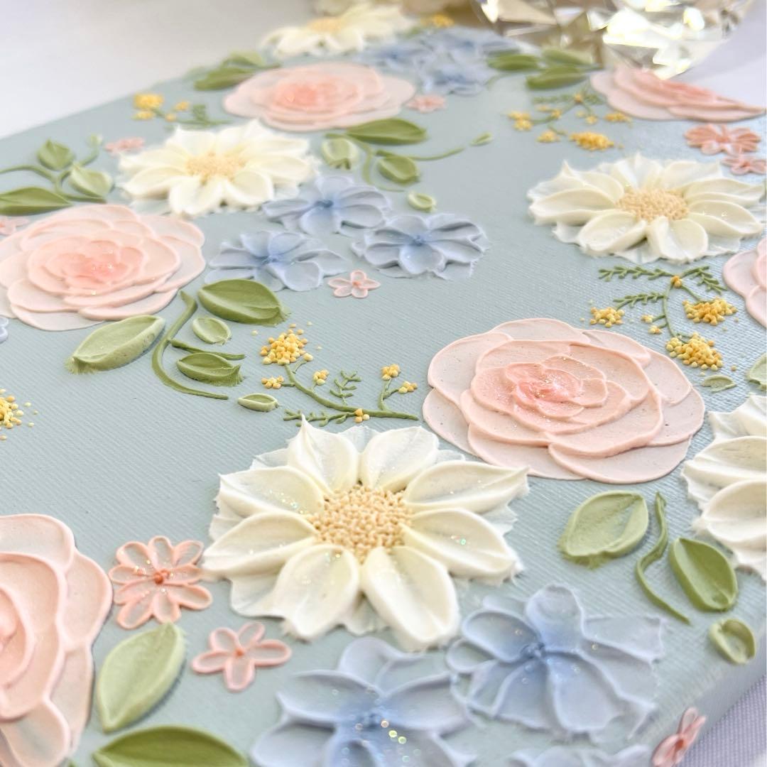 テクスチャーアート　絵画　インテリアアート　立体　花　絵　ボタニカルアート　現代