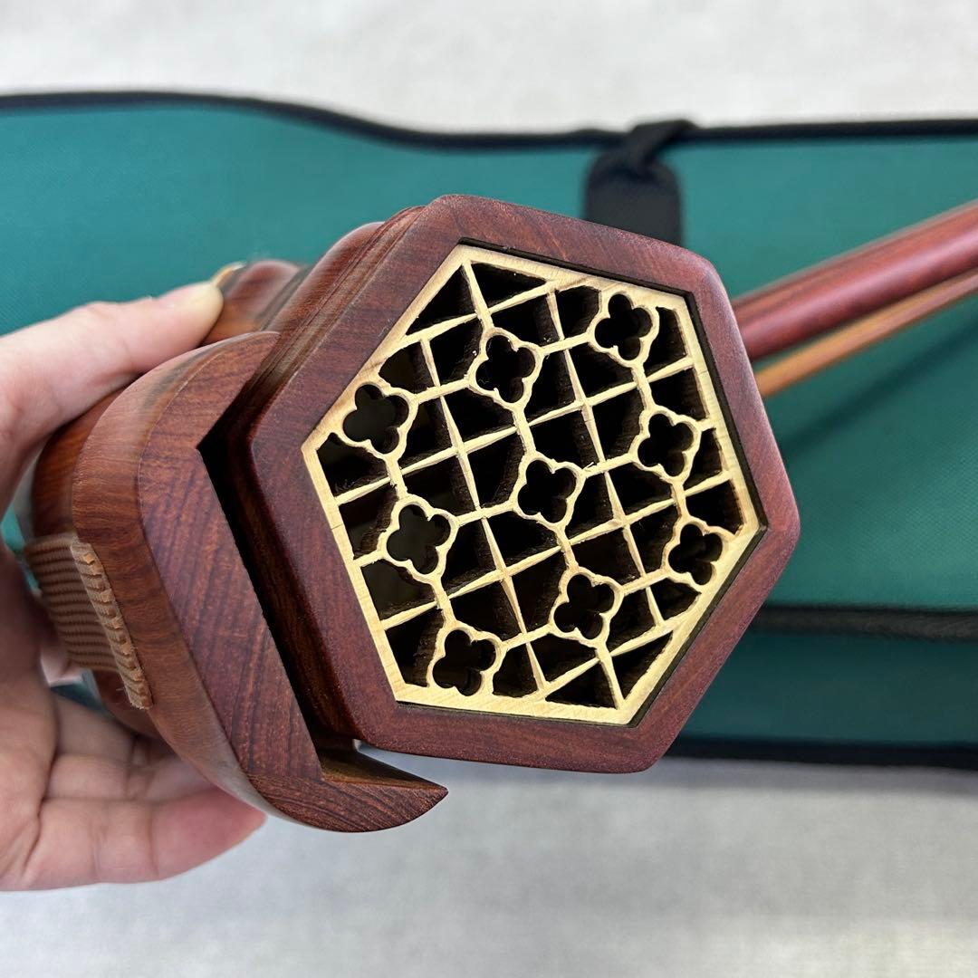 (k20)中国楽器 二胡 弦楽器 蛇革 パイソン 美品 ケース付き 中国蘇州