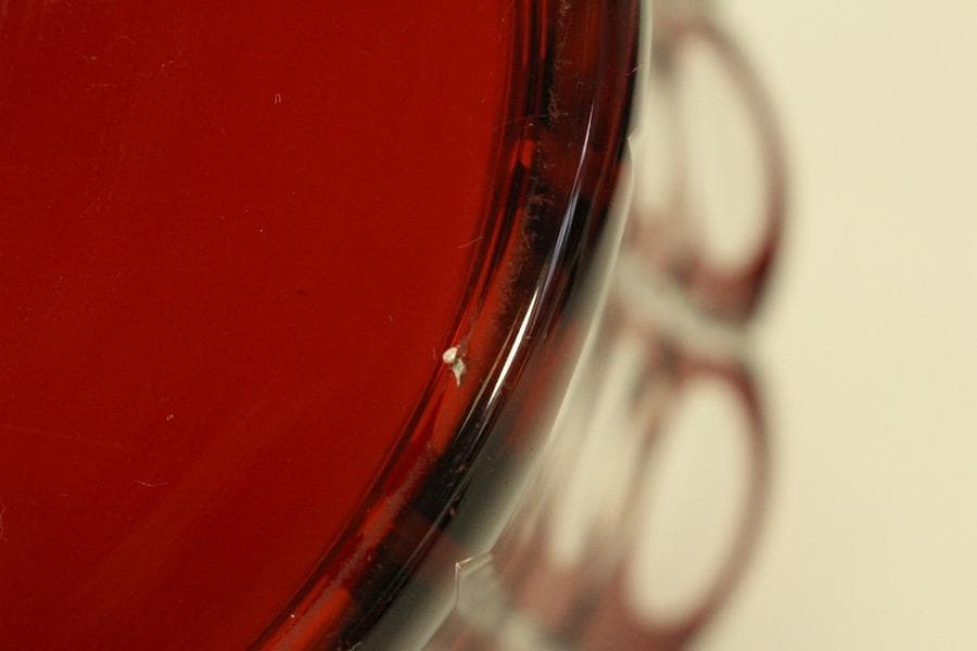 アンティーク 赤色被 切子 ガラス 器 台 トロ 大正-昭和(BB461)