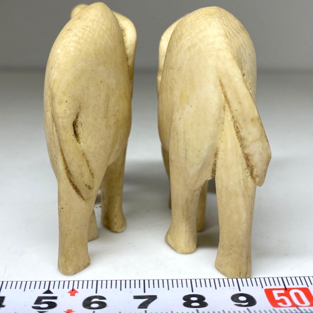 極上　ゾウ　一対　置物　タサチ　108g 東N7-1106①