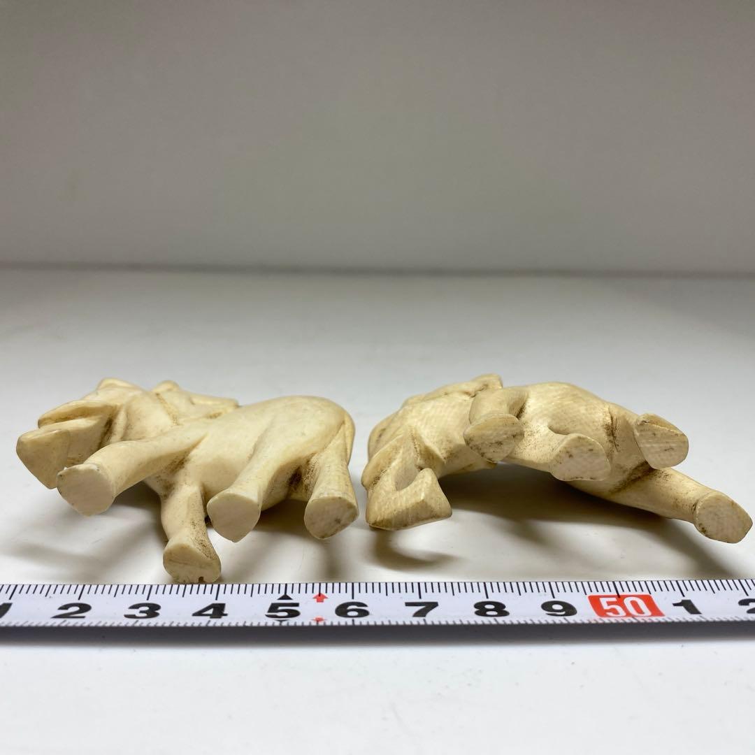 極上　ゾウ　一対　置物　タサチ　108g 東N7-1106①
