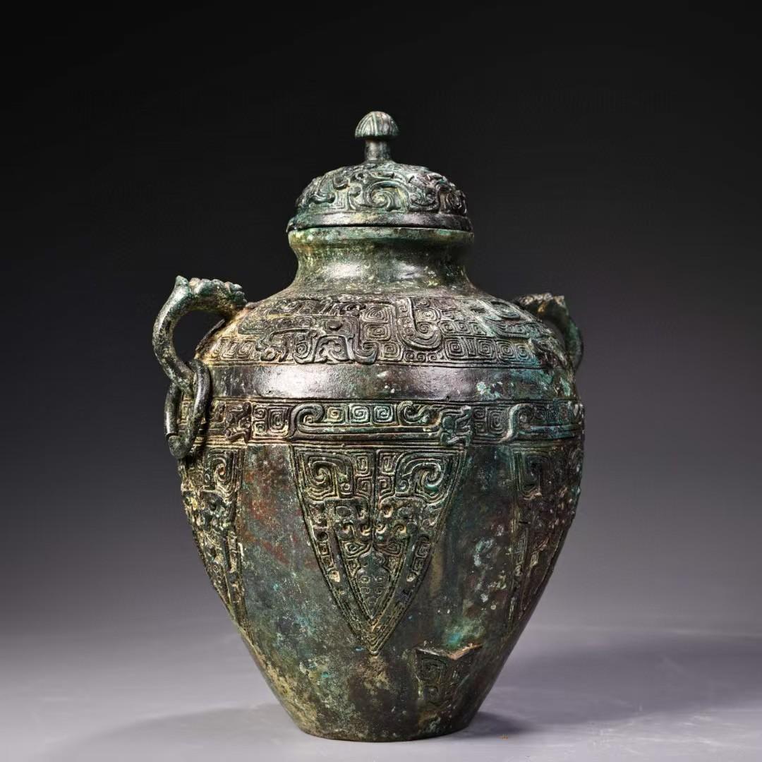 中国古美術 旧藏 明風 青銅器 圓罐 時代物 骨董 置物 收藏 茶道具 古銅器