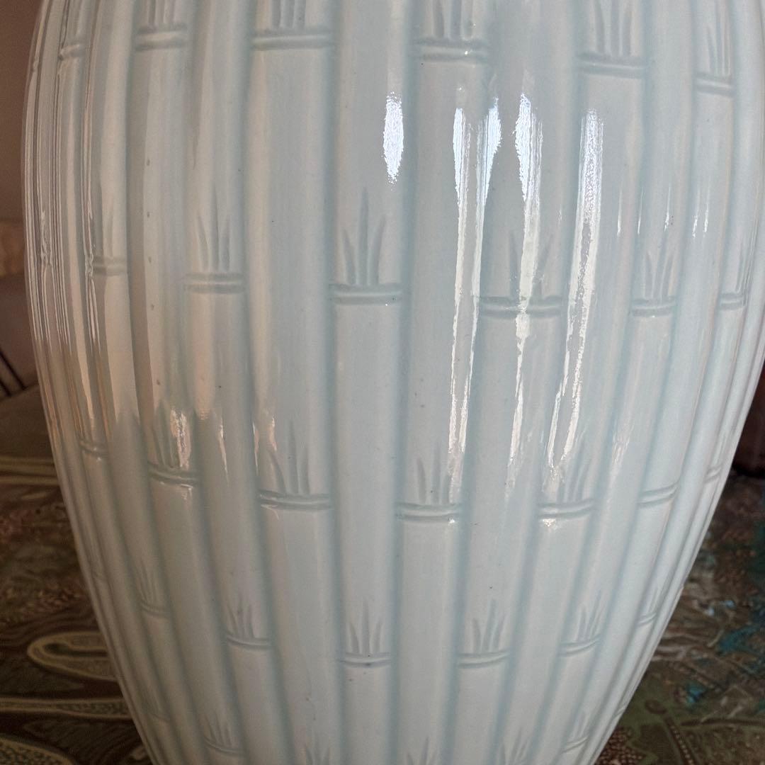 【人間国宝 安東五 作】刻印入 壺 高麗青磁 竹文