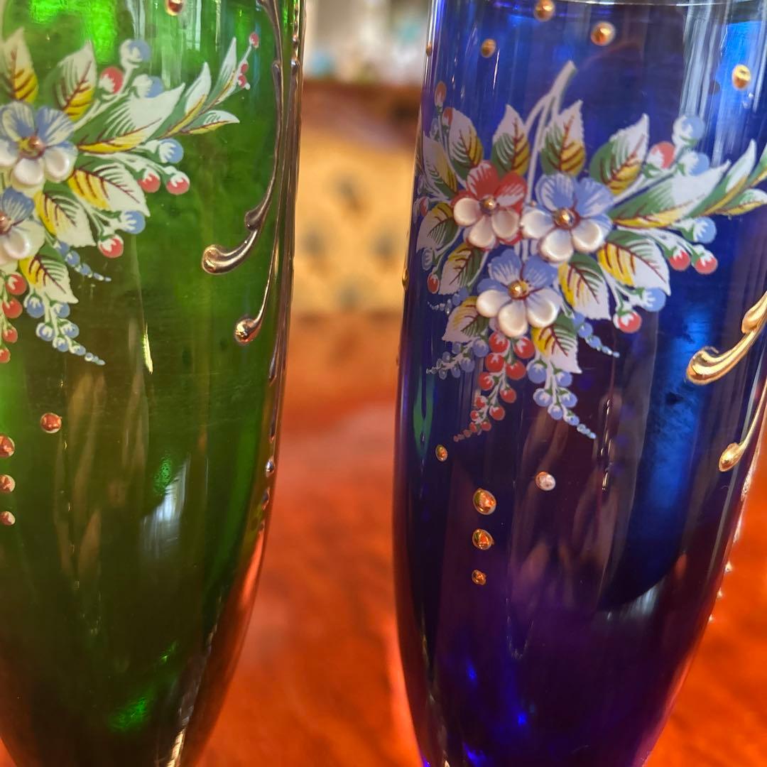 ベネチアンガラス　MURANO GLASS ムラーノグラス　イタリア　花瓶