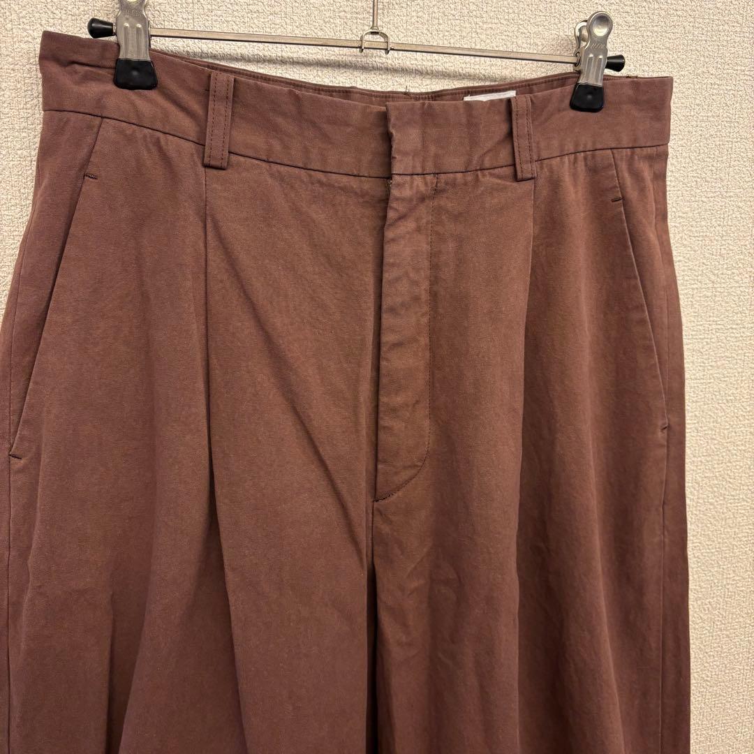 ＜6(ROKU)＞コットン チノ ワイド パンツ　ブラウン　34