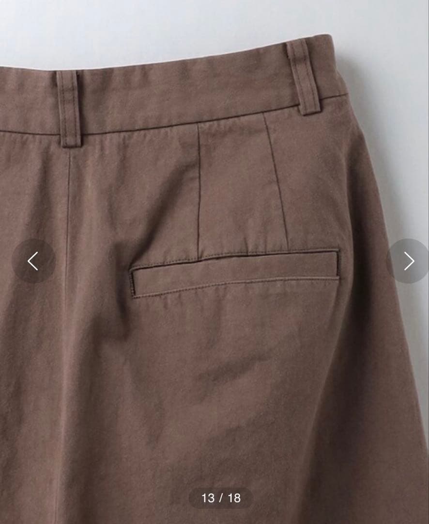 ＜6(ROKU)＞コットン チノ ワイド パンツ　ブラウン　34