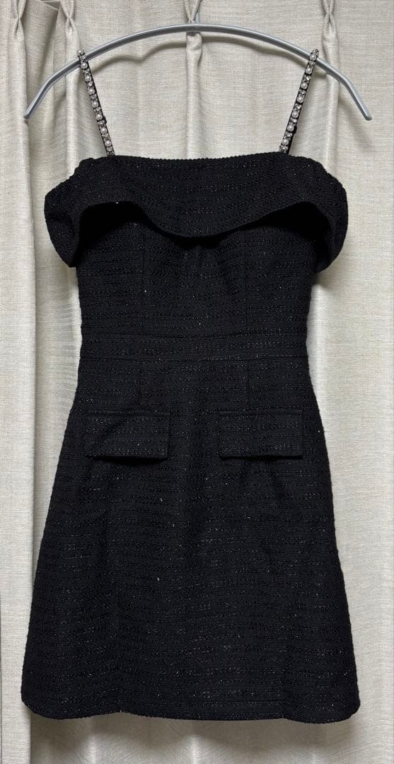 黒 オフショルダー ツイードドレス ミニ丈 Jewels キャバドレス ドレス