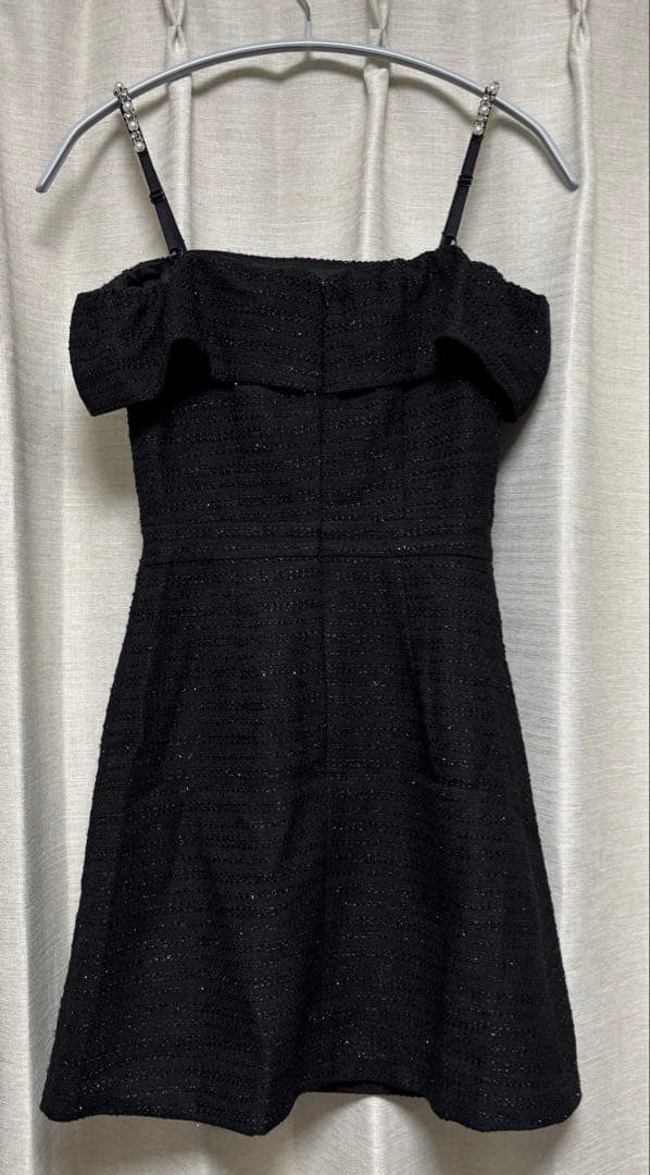 黒 オフショルダー ツイードドレス ミニ丈 Jewels キャバドレス ドレス