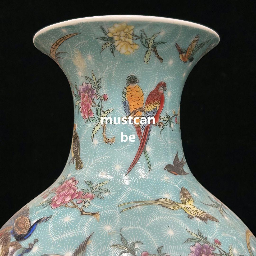 大清百鳥朝鳳大花瓶 賞瓶 景徳鎮 陶磁器 装飾品 現代工芸品 美術品 置物