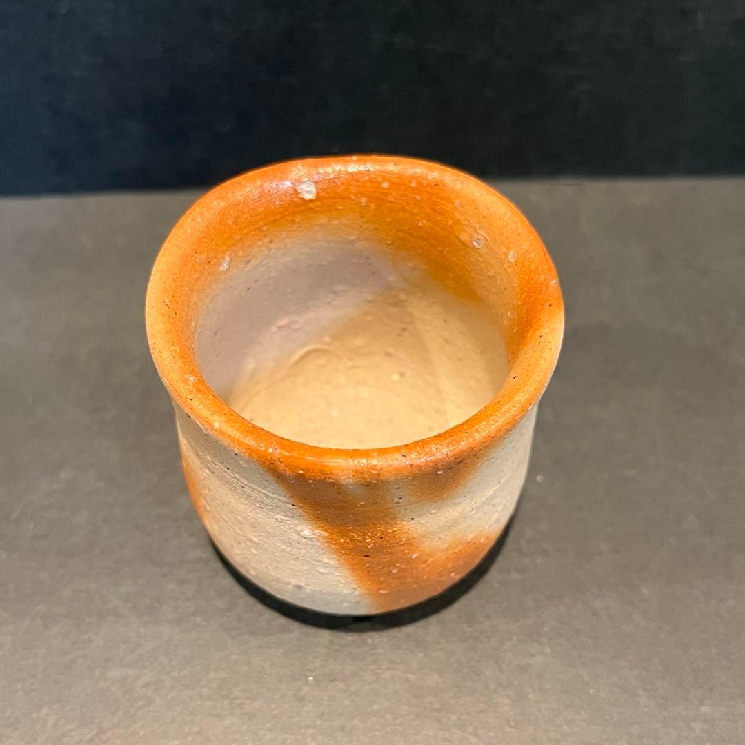 新品　人間国宝　伊勢崎淳　酒呑／陶歴共布共箱あり　緋襷　ぐい呑　個展購入品