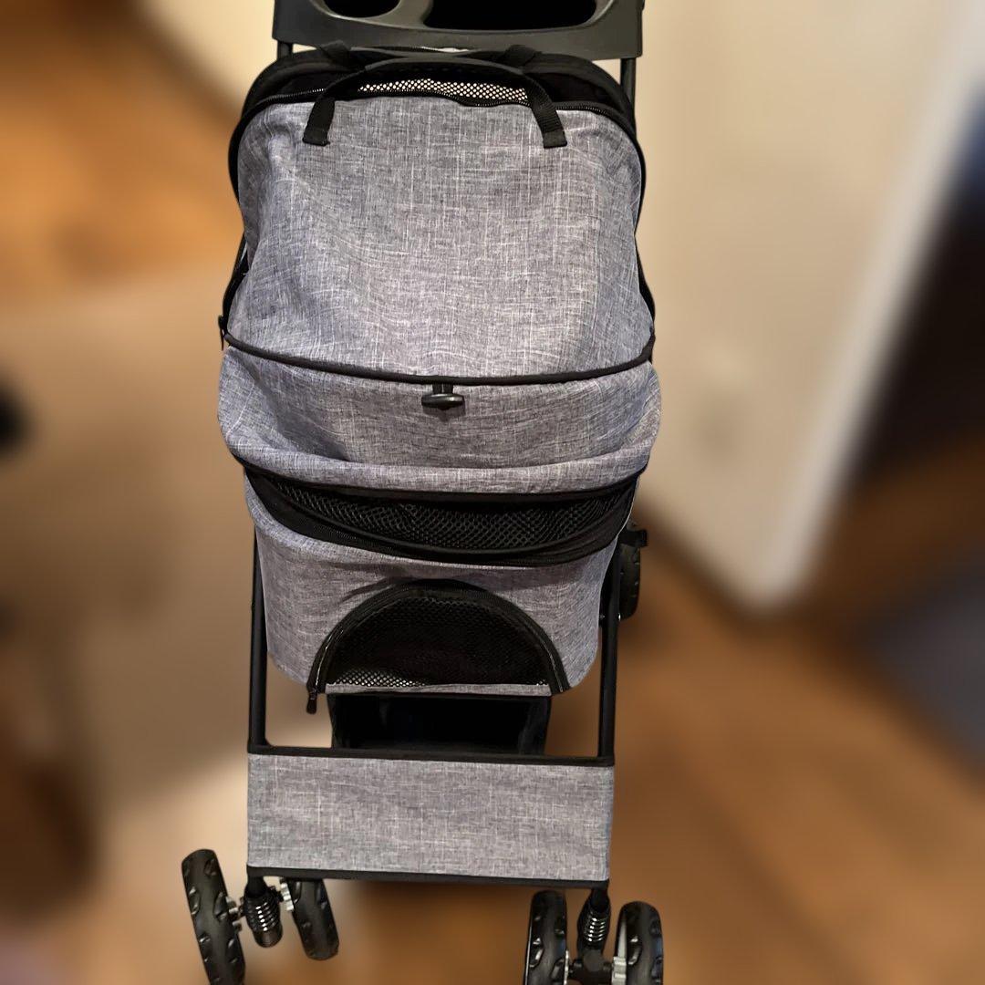 分離型ペットカート取り外し可能 ペット用ベビーカー　グレー　バギー