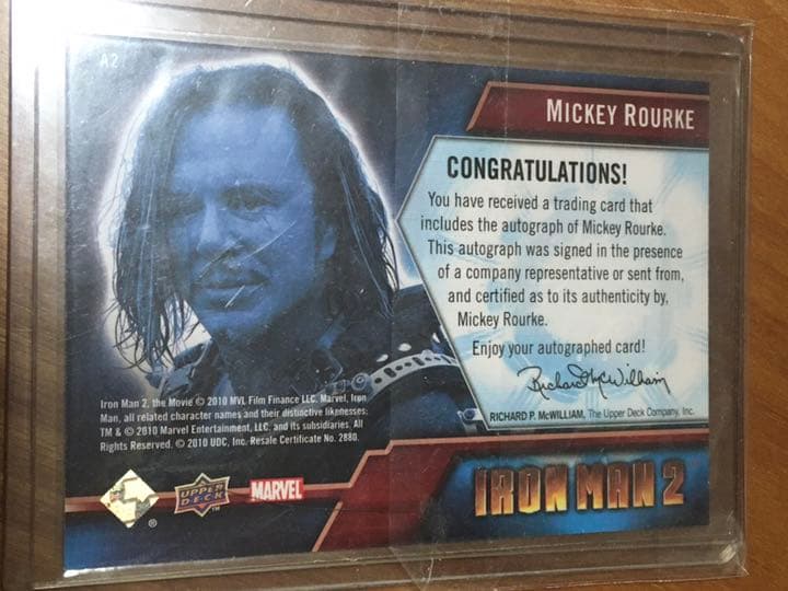 アイアンマン　ウィップラッシュ　サイン　カード　ミッキーローク　アベンジャーズ