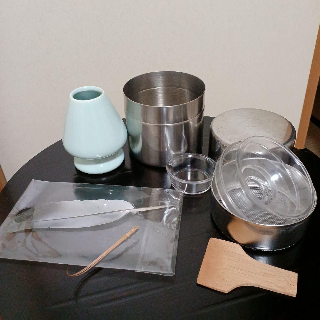 専用　色紙掛+季節の色紙、波兎蓋置一双、瀬戸水指、大津袋、津軽塗棗、灰さじ、羽箒