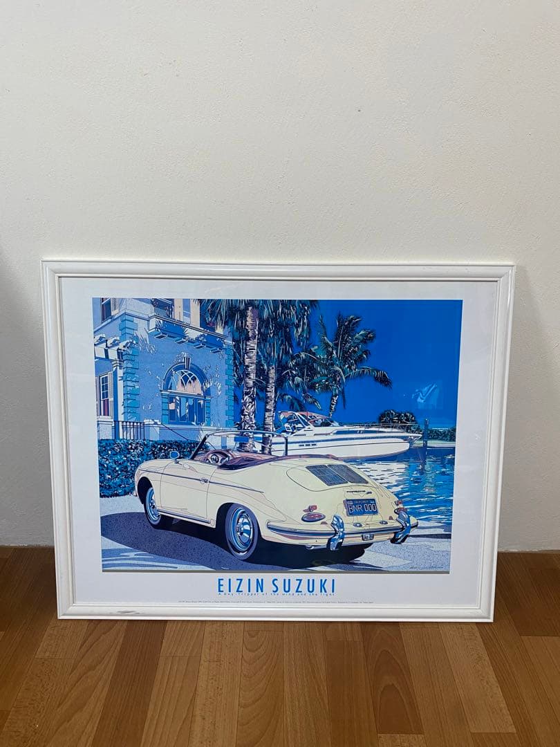 鈴木英人 現代アート 額装付き 絵画 壁掛け 絵 インテリア ポルシェ