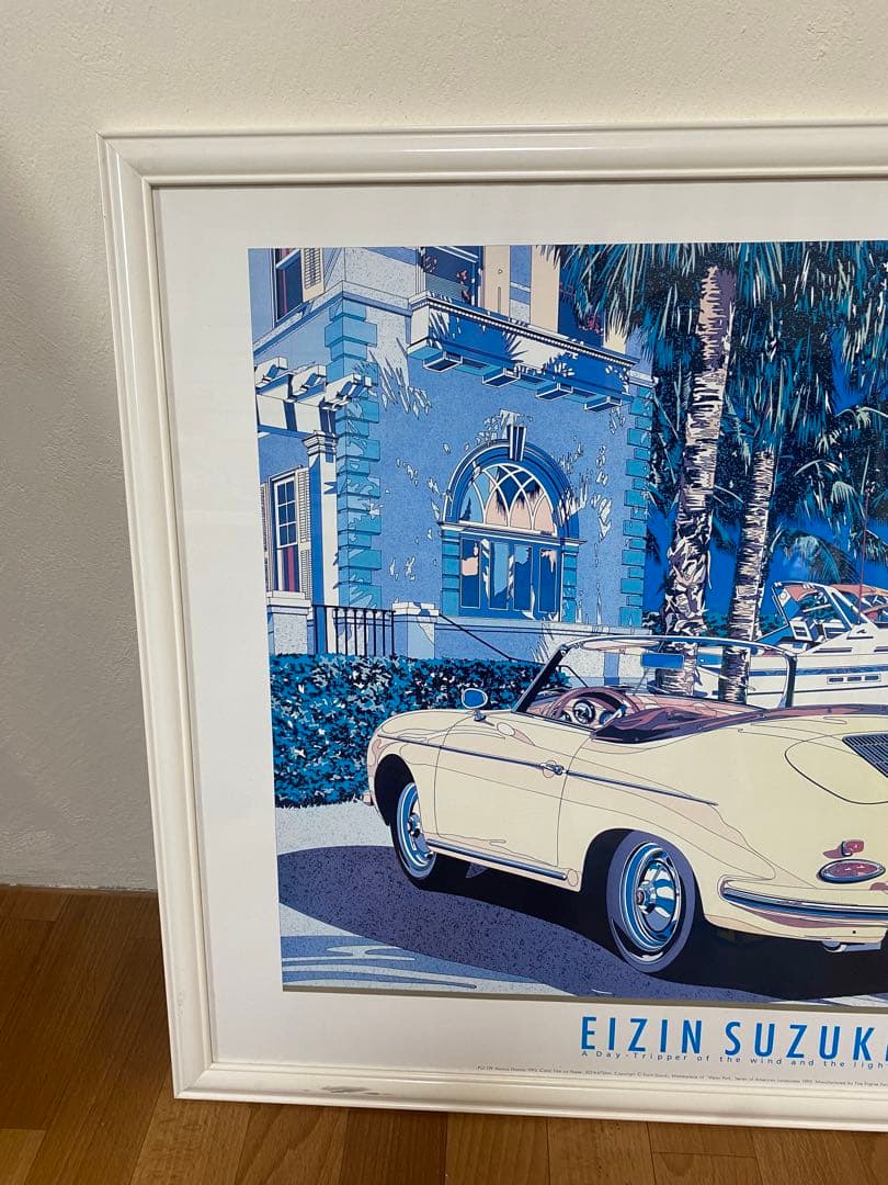 鈴木英人 現代アート 額装付き 絵画 壁掛け 絵 インテリア ポルシェ