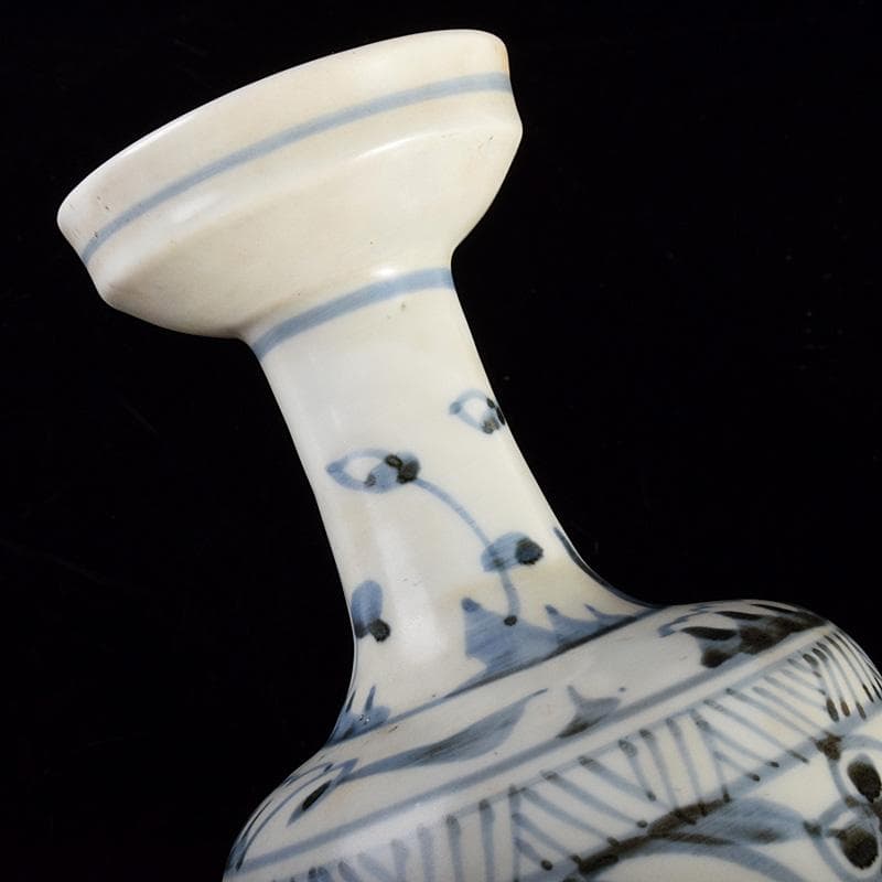 中国　呉須染付　花文　盤口瓶　M　R5036