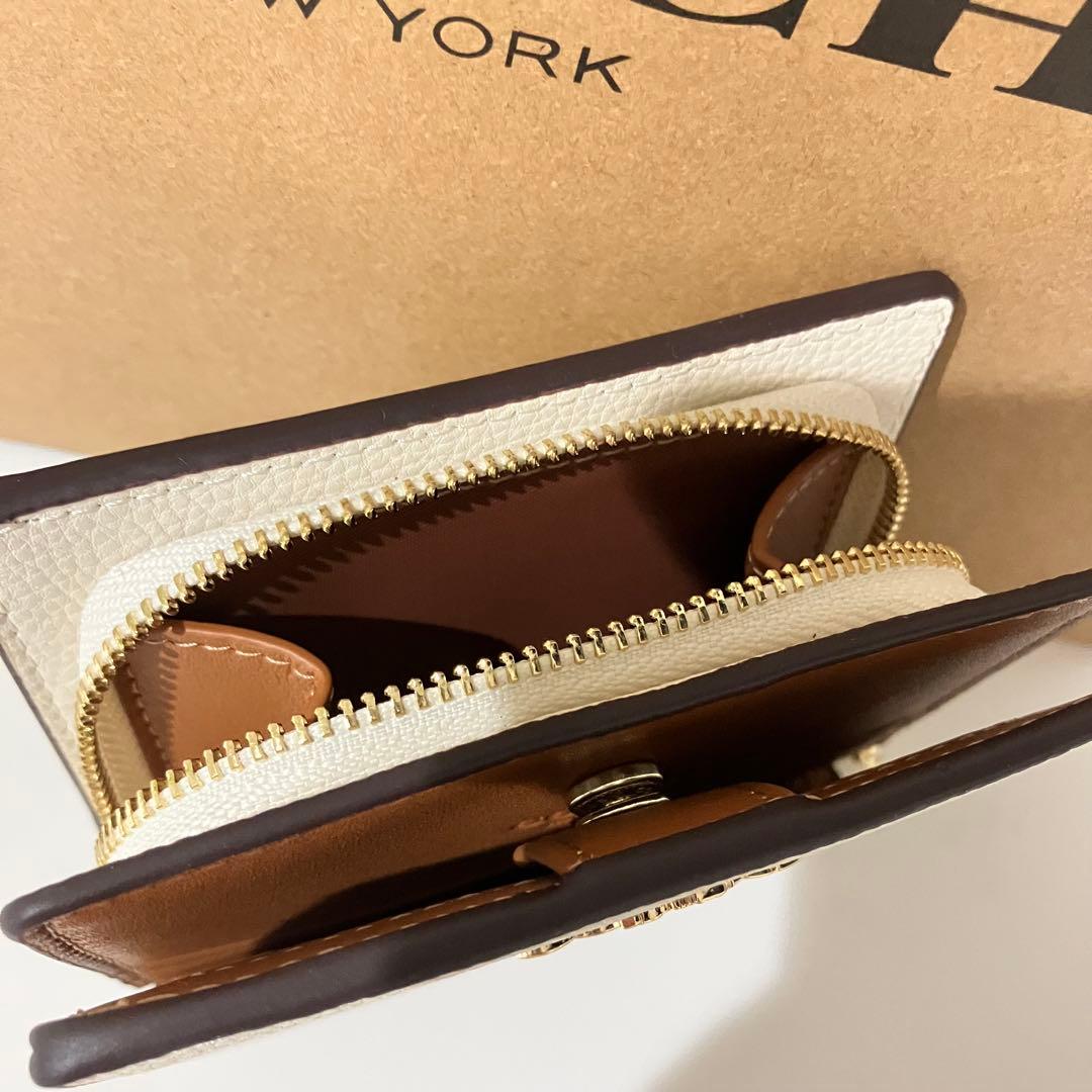 新品❤️COACH レザー スナップ ウォレット チョーク 白 二つ折り財布