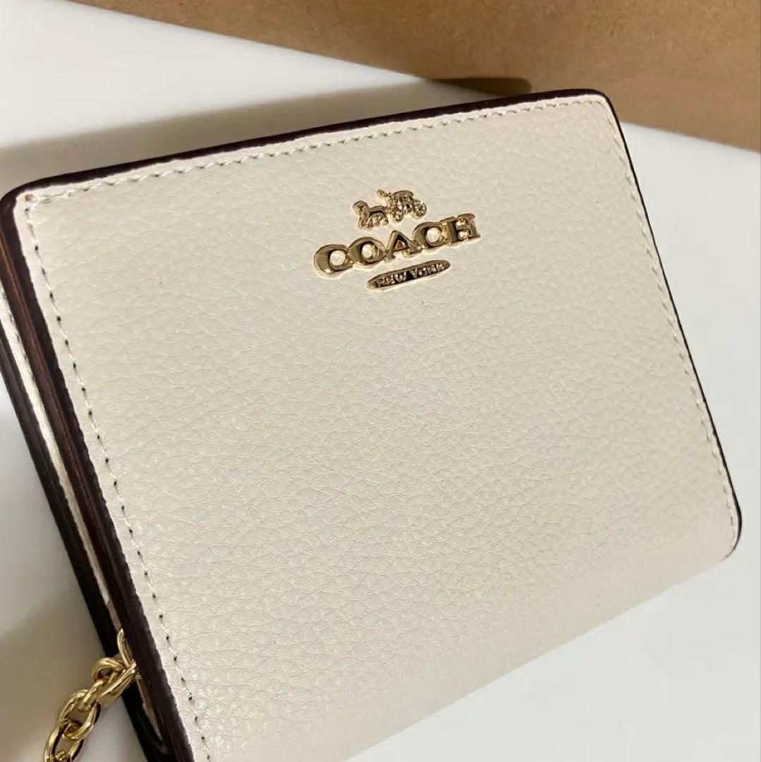 新品❤️COACH レザー スナップ ウォレット チョーク 白 二つ折り財布