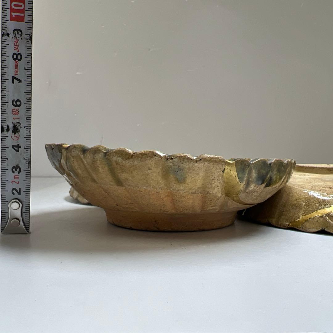 桃山時代　古織部皿3枚　幅約13㎝ 東Y7-0603①