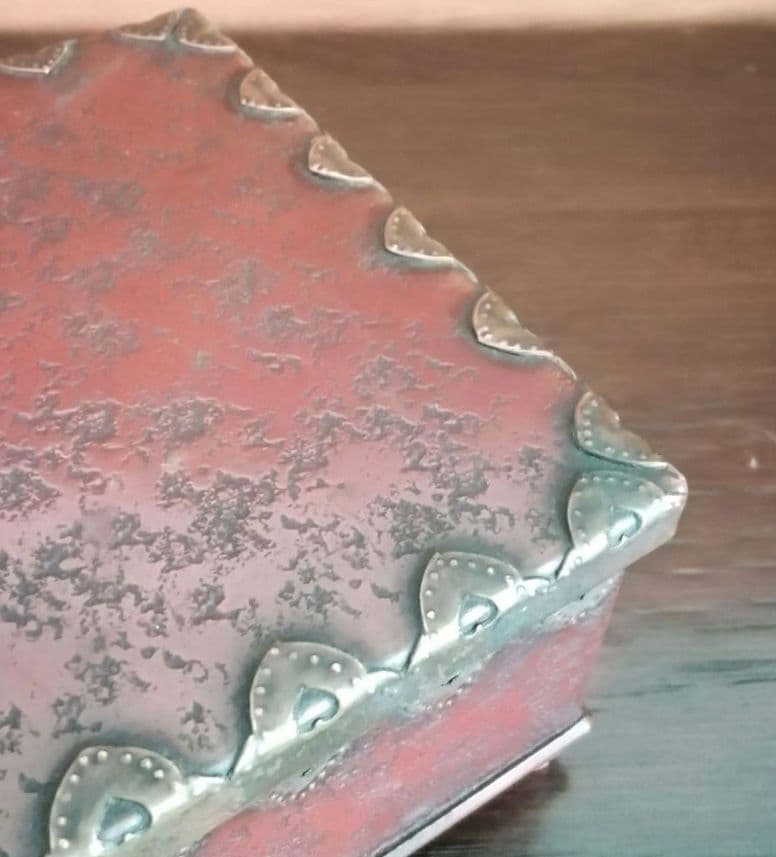 逸品　緋銅　毛織式　蓋物　小物入れ　松栄堂　明治金工　和骨董　骨董　アンティーク