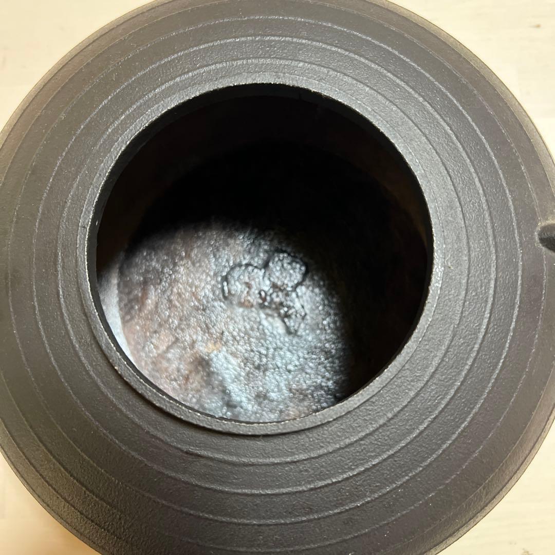 炉釜 平丸筋 アルミ軽合金製 錆びない 茶道具 古物 アンティーク