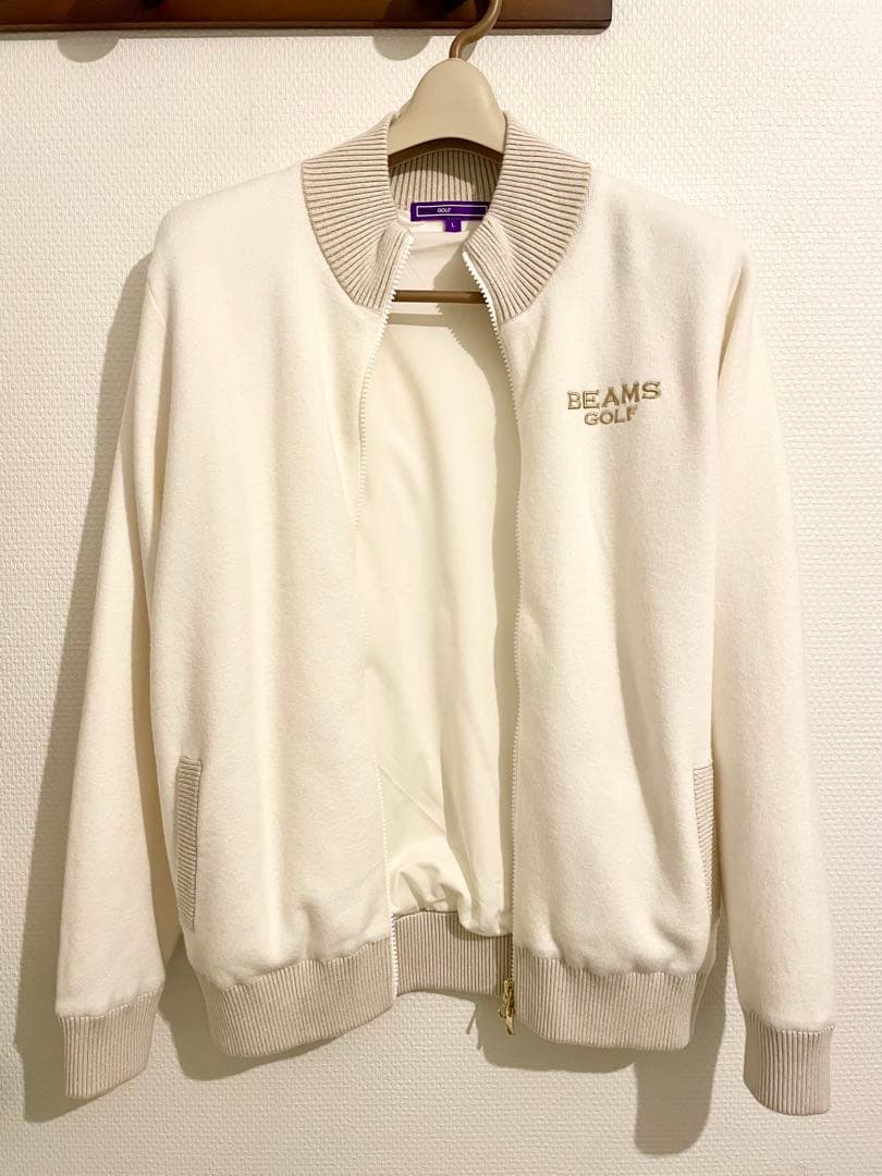BEAMS GOLF 防風ニット ジャケット L アイボリー