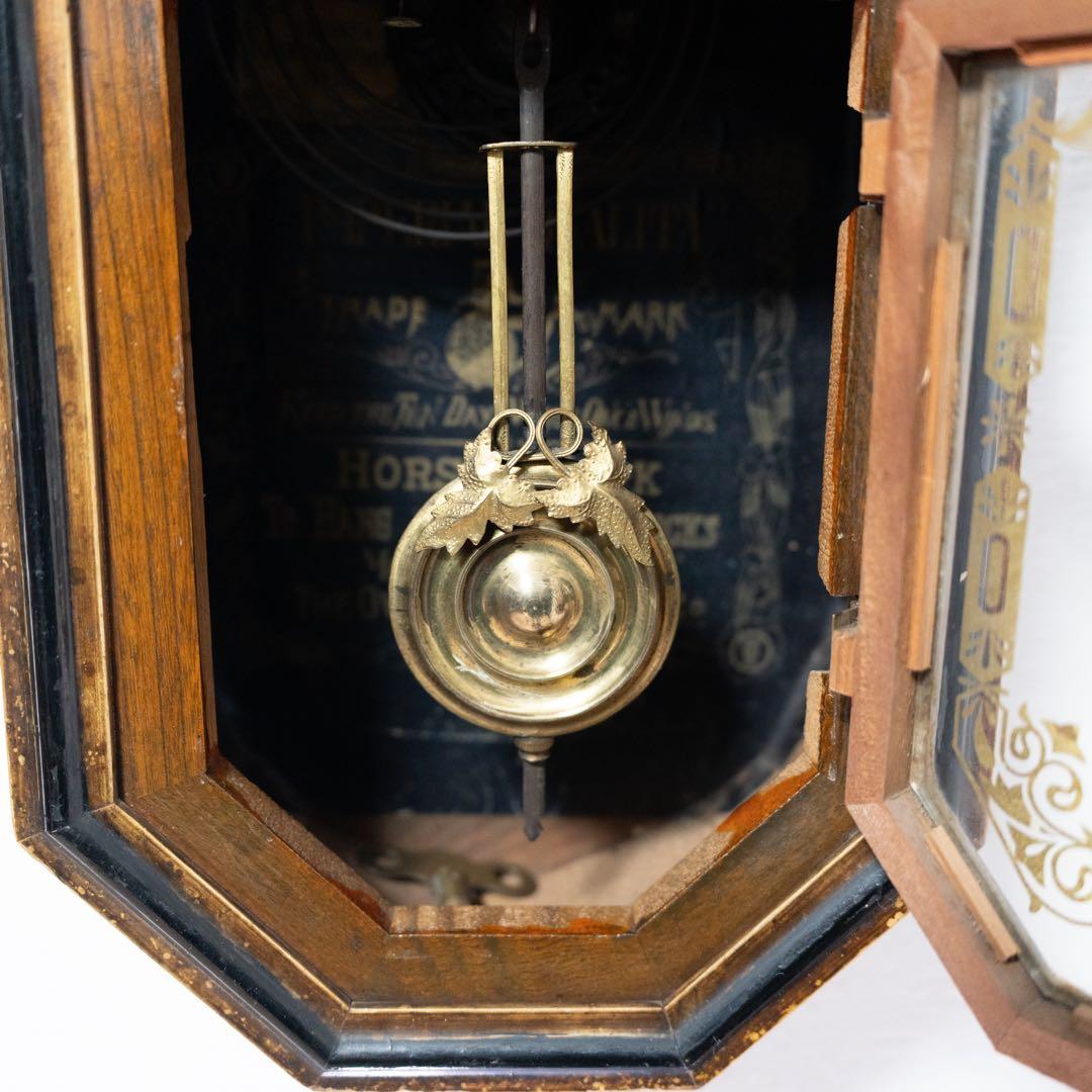 尾張時計　振り子時計　昭和レトロ　八角時計　オーバーホール済　動作品