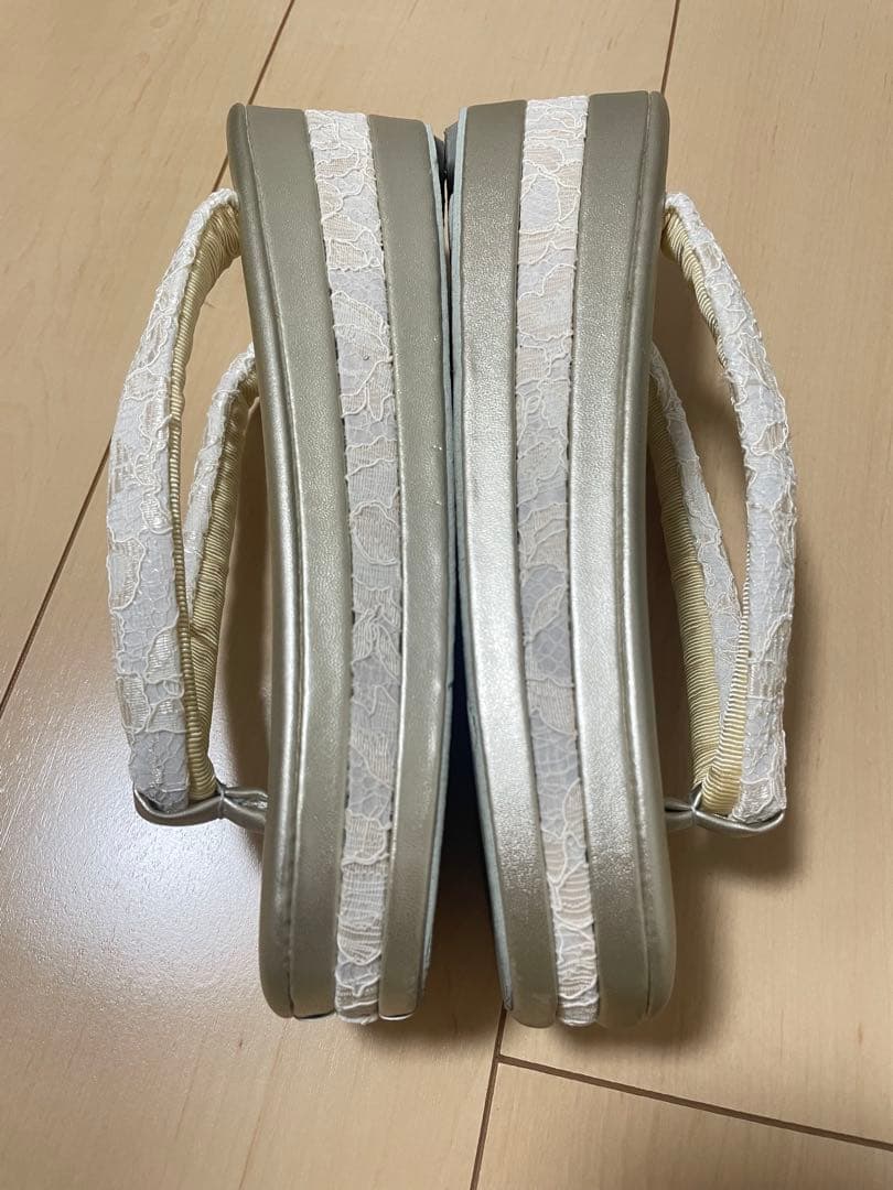 チョコ 和装 草履バッグセット レース 白 金 ゴールド ホワイト