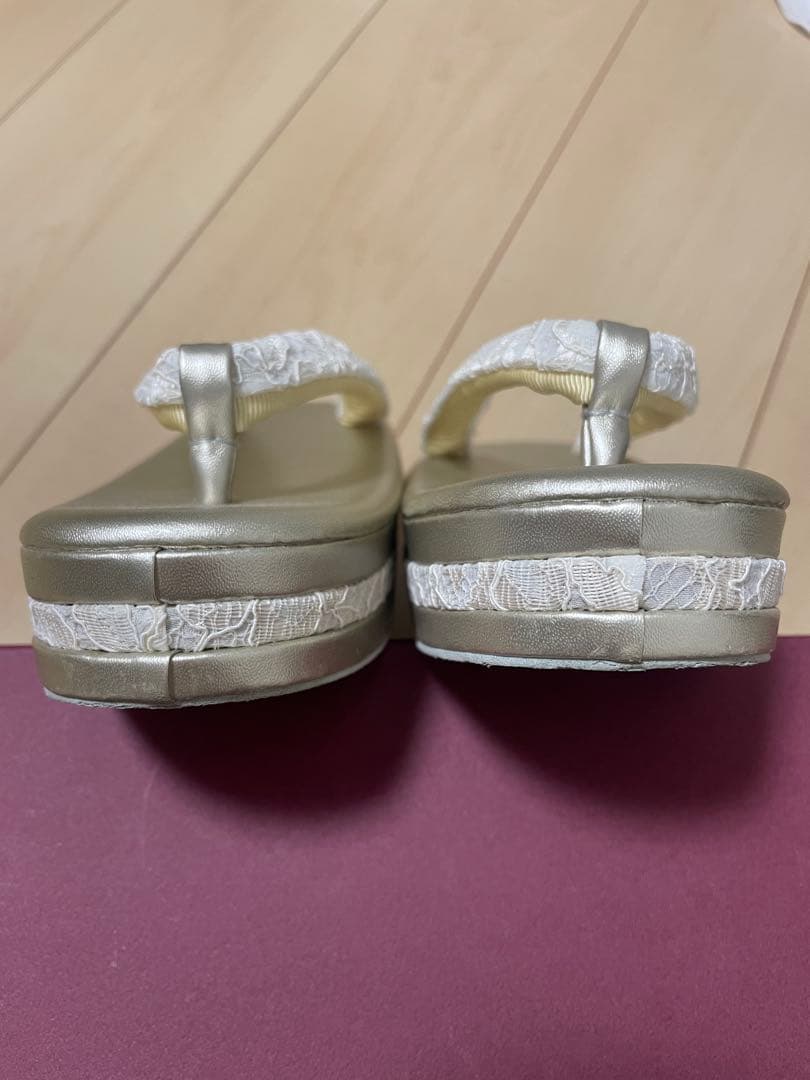 チョコ 和装 草履バッグセット レース 白 金 ゴールド ホワイト