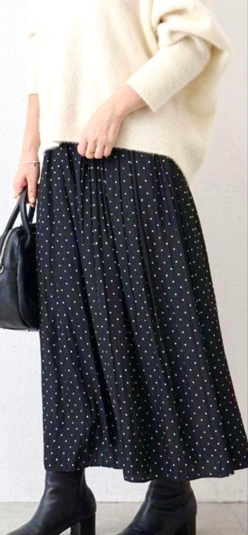 BEARDSLEY ドット柄 ロングスカート　キュロット　ブラック