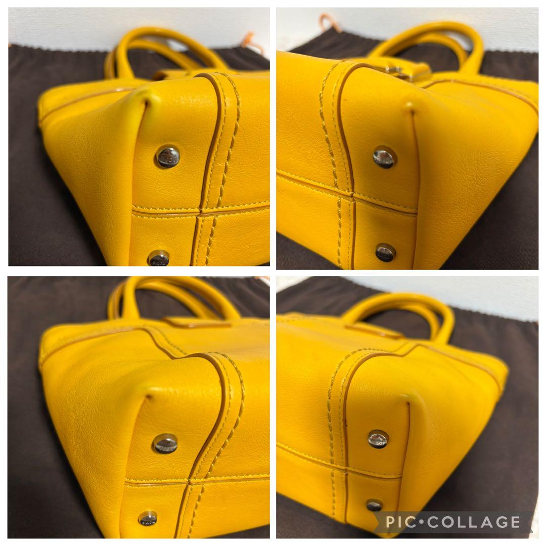 【美品】TOD'S トッズ ダブルTイエロー レザー ショルダーバッグ 2way