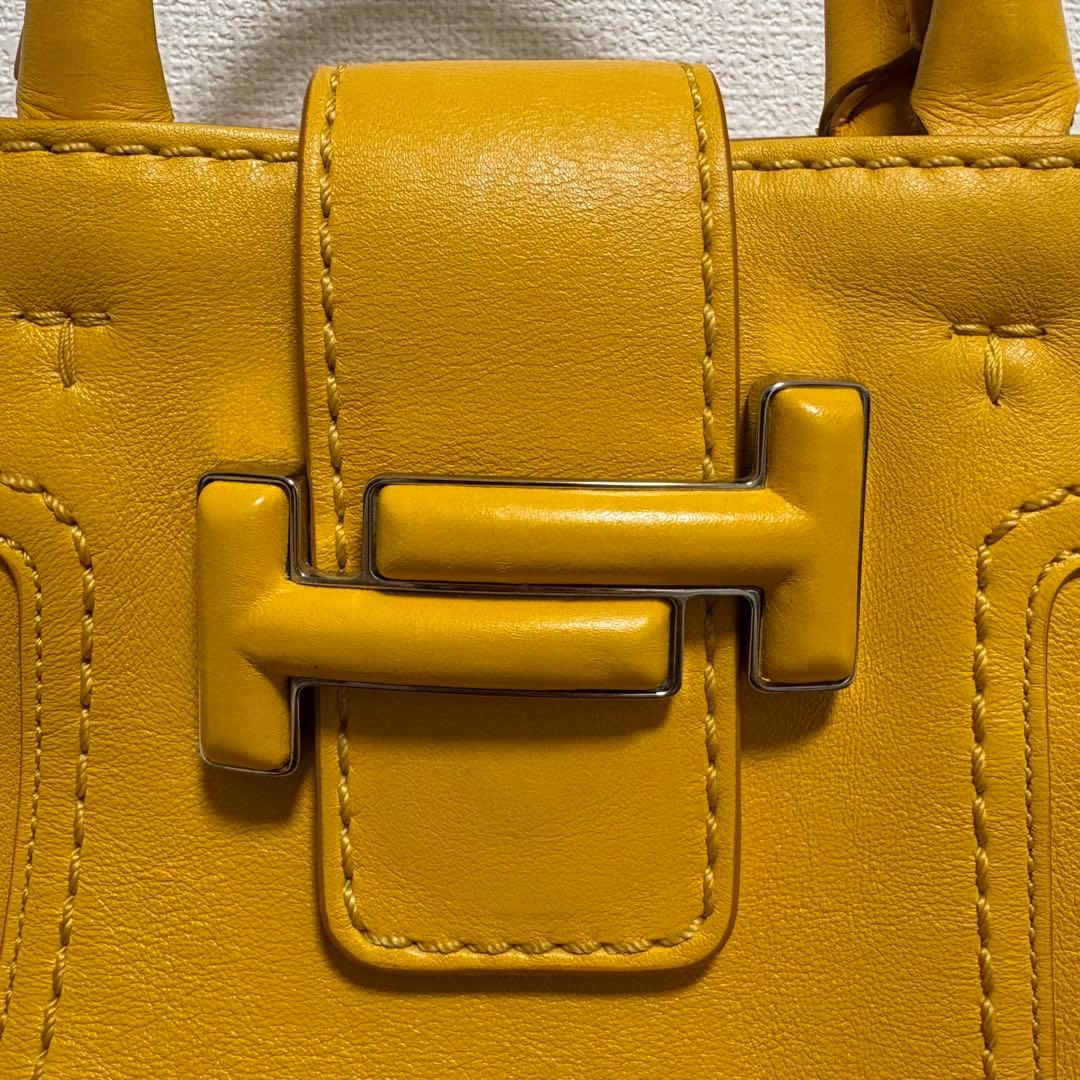 【美品】TOD'S トッズ ダブルTイエロー レザー ショルダーバッグ 2way