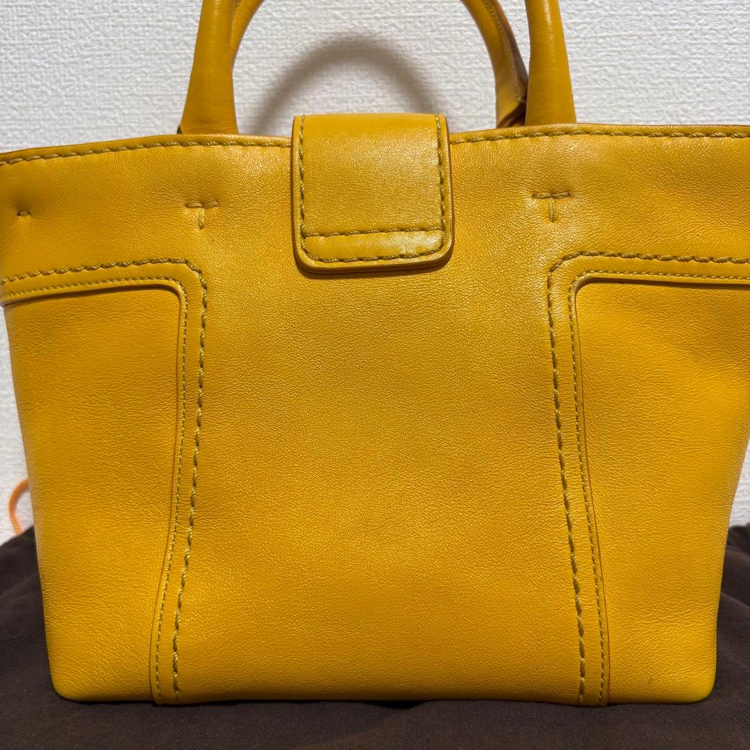 【美品】TOD'S トッズ ダブルTイエロー レザー ショルダーバッグ 2way
