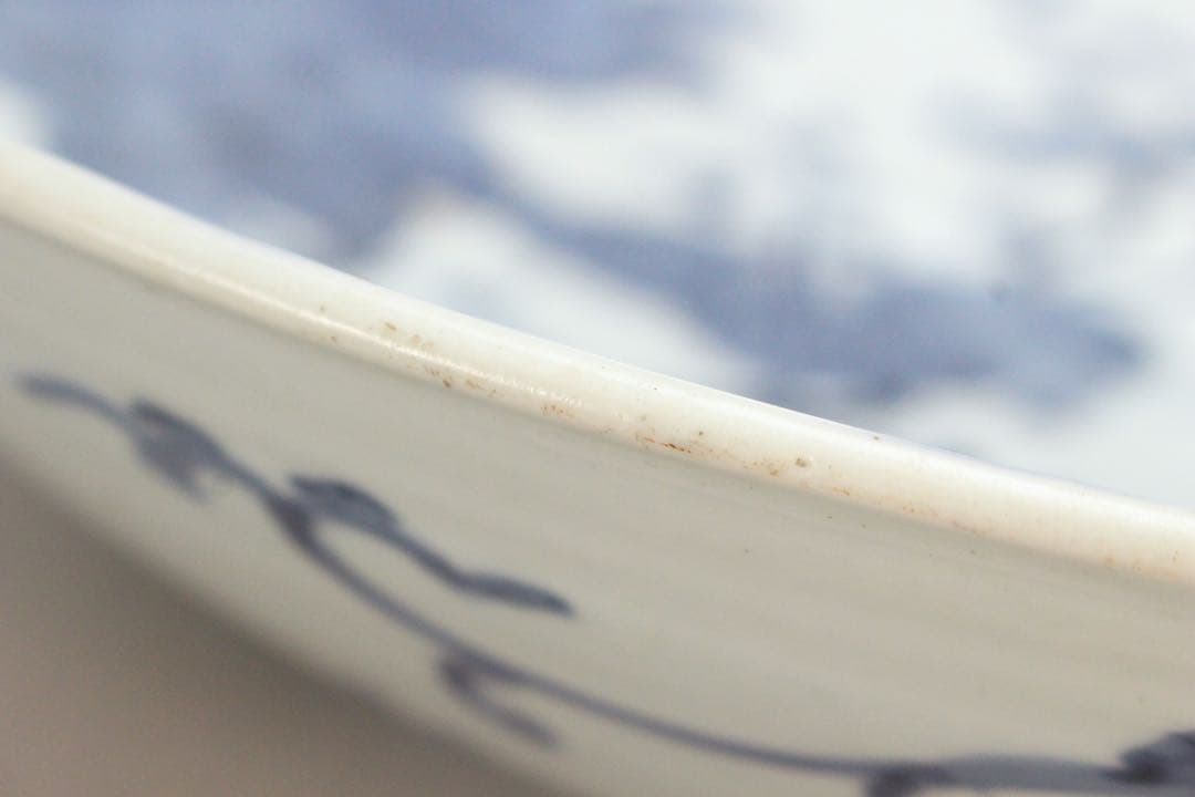 No5146 古伊万里　大明成化年製　染付花鳥文大皿　直径47cm 送料無料