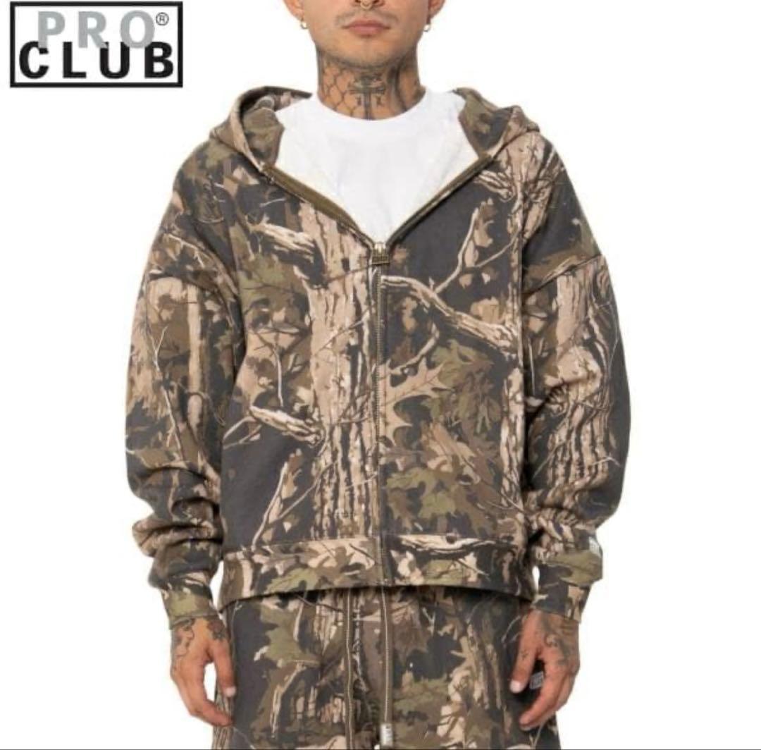 期間限定セール　PRO CLUB カモフラージュ フード付きパーカー