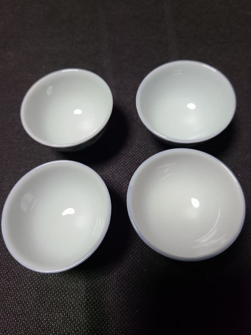 須田菁華造染付桃花網文酒器　共箱入り