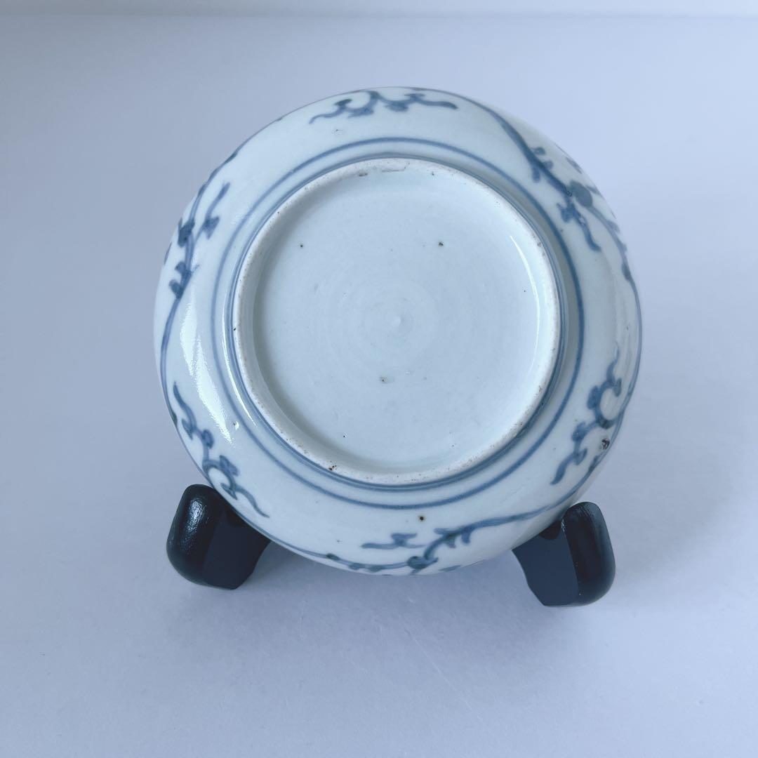 古伊万里　染付　逆蛸唐草　小皿　骨董