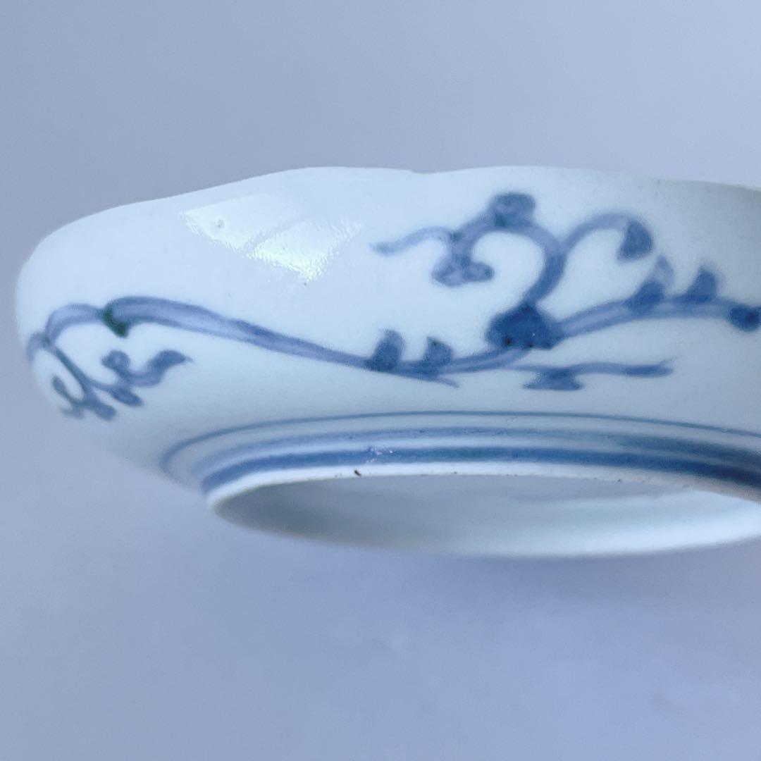 古伊万里　染付　逆蛸唐草　小皿　骨董