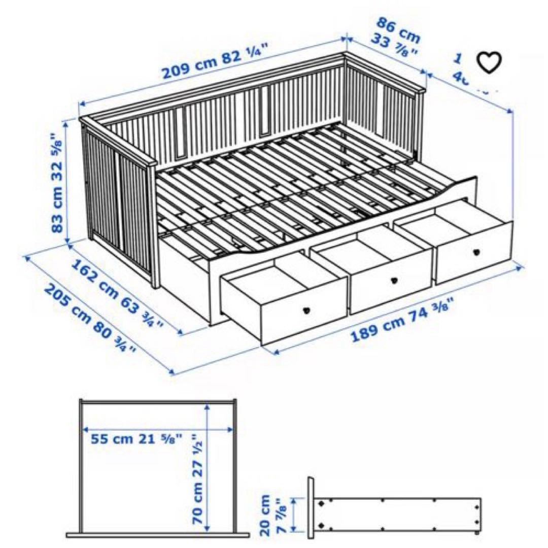 [美品]IKEA HEMNES シングルベッドフレーム ホワイト