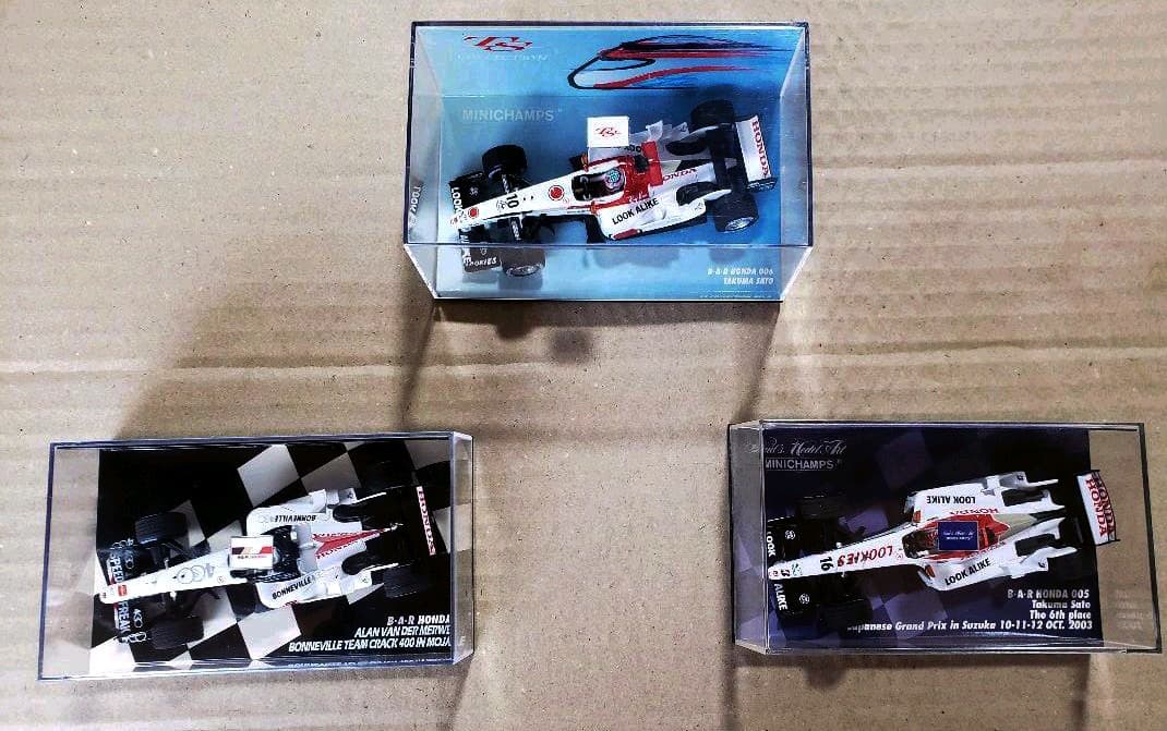 ミニチャンプス　Ｂ．Ａ．Ｒ　ＨＯＮＤＡ　３台　佐藤琢磨　カード　３枚