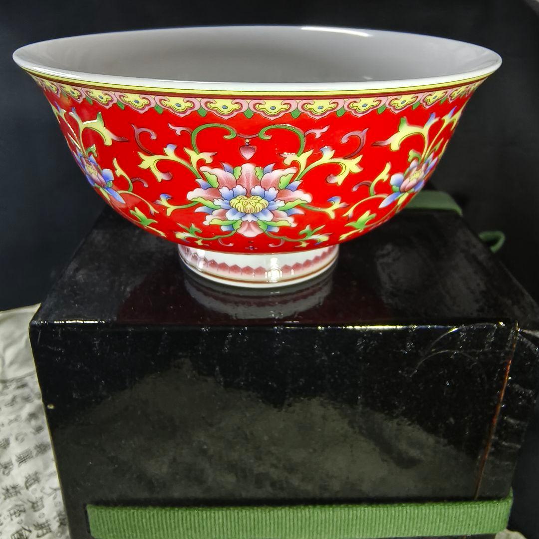 茶道具 粉彩茶碗 乾隆年製 清朝骨董 薄手 漆器箱 古美術 アンティーク 蒐集家
