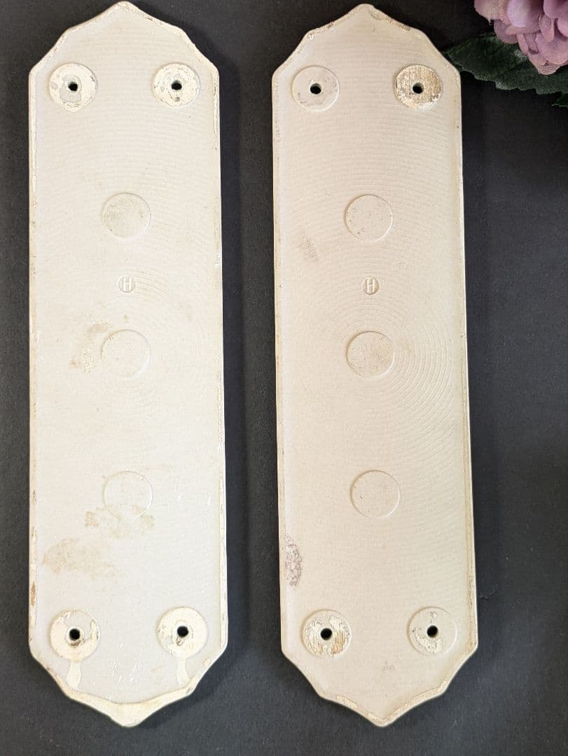 イギリス アンティーク 陶器製 ドアプレート ドア飾り ２枚セット 孔雀