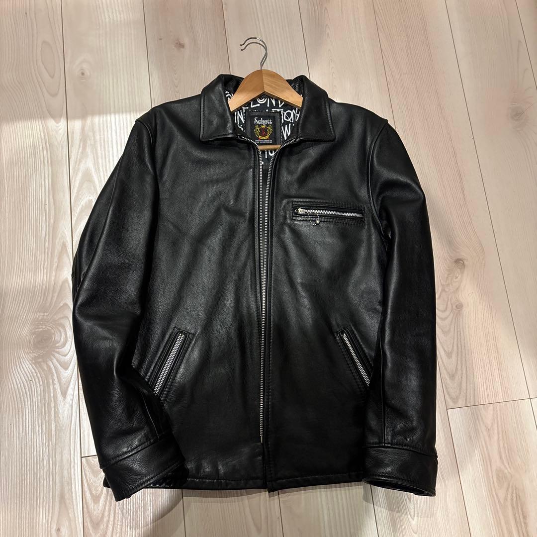 【美品】schott✖️stussy シングルライダースジャケット L