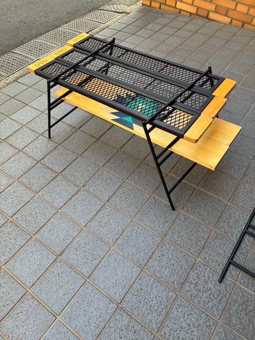 DODテキーラアイアンテーブル脚3つ+手作り棚板+カバーset