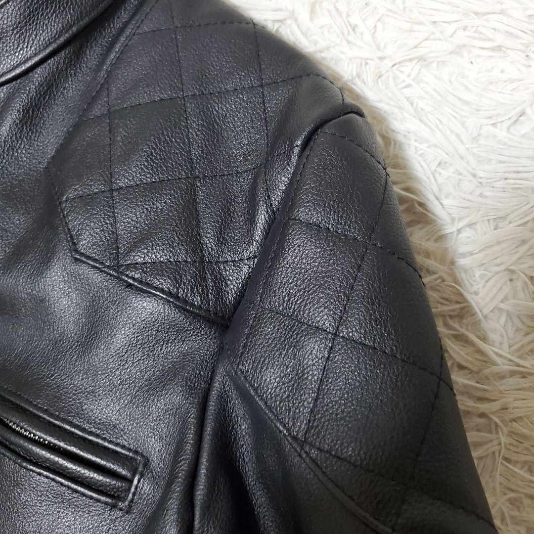 極美品 希少サイズ BOLINI レザー シングル ライダース 50 ブラック