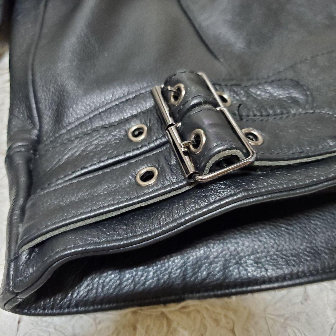 極美品 希少サイズ BOLINI レザー シングル ライダース 50 ブラック